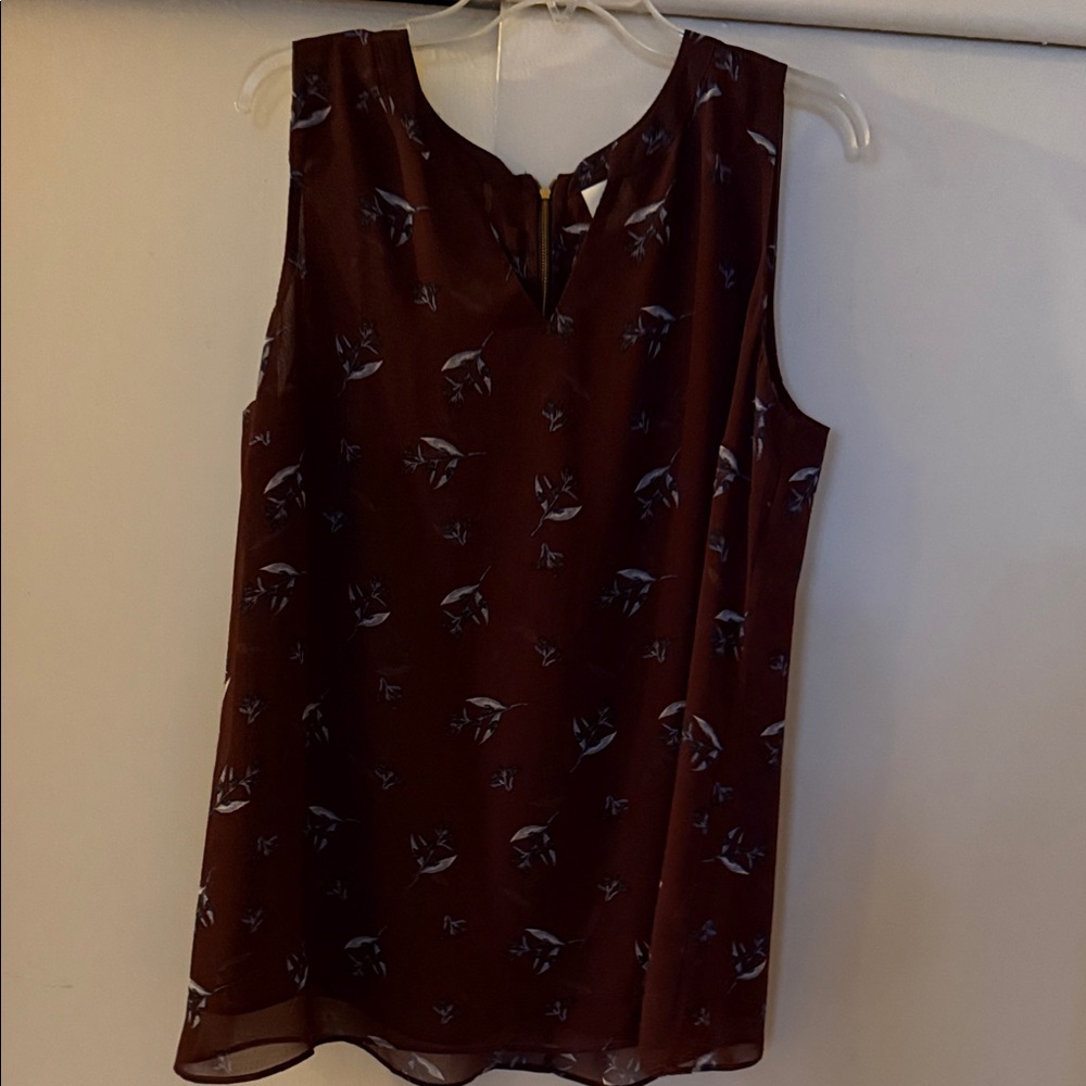 SOLD CAbi Sleeveless Top in Rich Brown with Subtle Pattern
